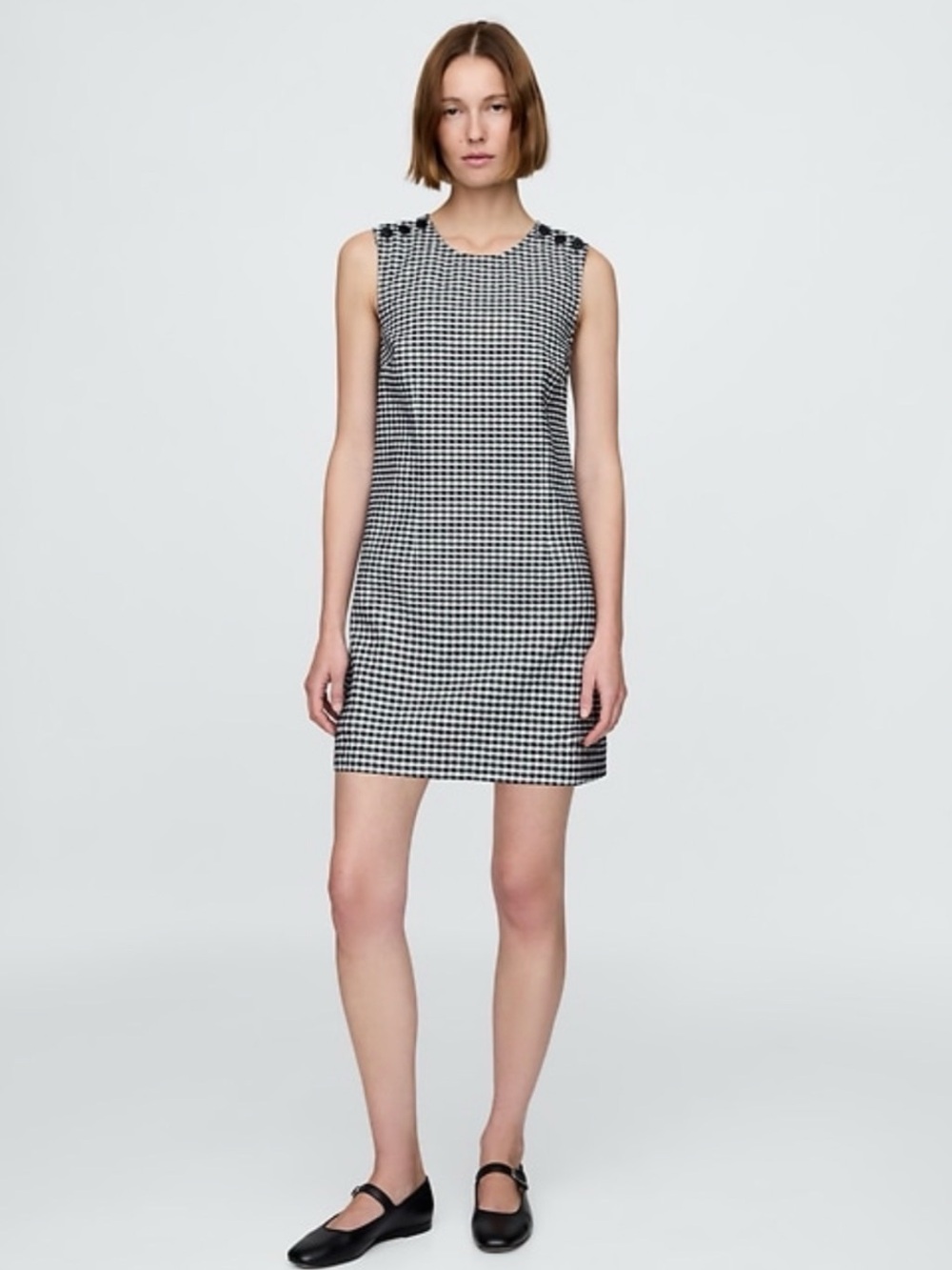 Gap x DÔEN Gingham Denim Mini Dress Women’s Size 12 Navy White 100% Cotton